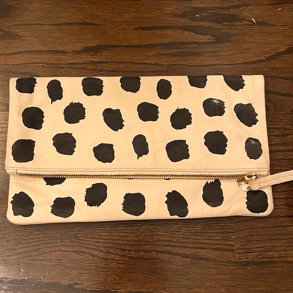 CLARE V polka dot clutch